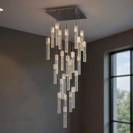 Silver And Clear Multi Light Metal Dimmable Chandelier With Clear Shades HomeRoots