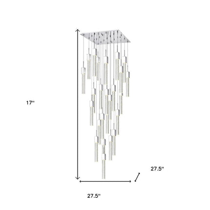 Silver And Clear Multi Light Metal Dimmable Chandelier With Clear Shades HomeRoots