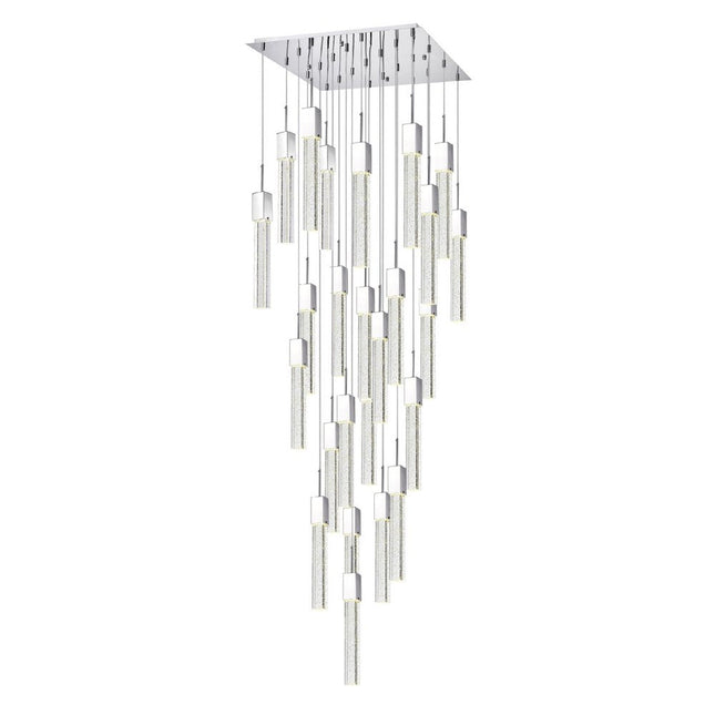 Silver And Clear Multi Light Metal Dimmable Chandelier With Clear Shades HomeRoots