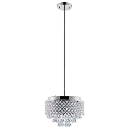 Silver And Clear Nine Light Crystal Dimmable Chandelier With Clear Shades HomeRoots