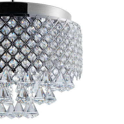 Silver And Clear Nine Light Crystal Dimmable Chandelier With Clear Shades HomeRoots