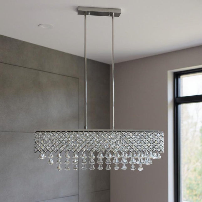 Silver And Clear Twelve Light Metal Dimmable Chandelier With Clear Shades HomeRoots
