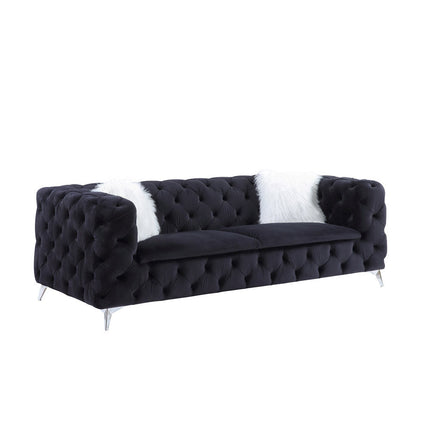 ACME 55920 Phifina Sofa with 2 Pillows, Black Velvet