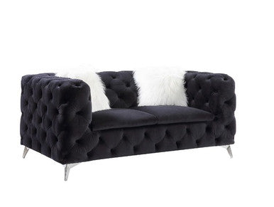 ACME 55921 Phifina Loveseat with 2 Pillows, Black Velvet ACME Furniture