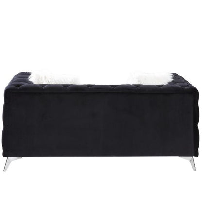 ACME 55921 Phifina Loveseat with 2 Pillows, Black Velvet