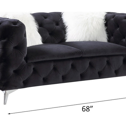ACME 55921 Phifina Loveseat with 2 Pillows, Black Velvet
