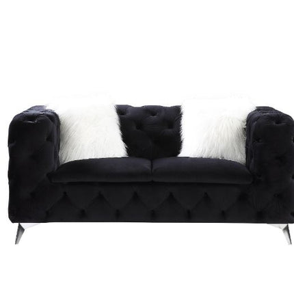 ACME 55921 Phifina Loveseat with 2 Pillows, Black Velvet