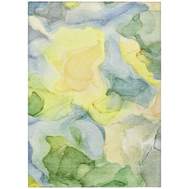 9' X 12' Yellow Abstract Washable Non Skid Indoor Outdoor Area Rug HomeRoots