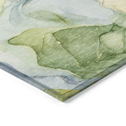 9' X 12' Yellow Abstract Washable Non Skid Indoor Outdoor Area Rug