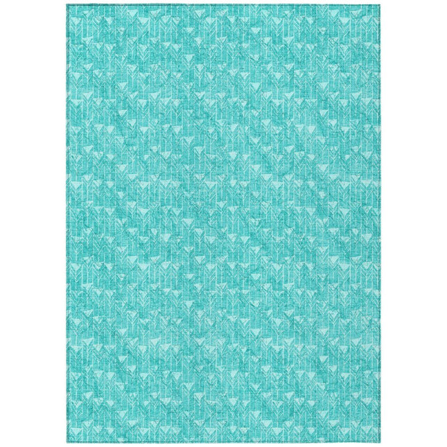 9' X 12' Turquoise Geometric Washable Non Skid Indoor Outdoor Area Rug HomeRoots