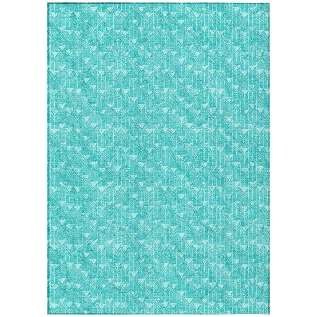 9' X 12' Turquoise Geometric Washable Non Skid Indoor Outdoor Area Rug HomeRoots