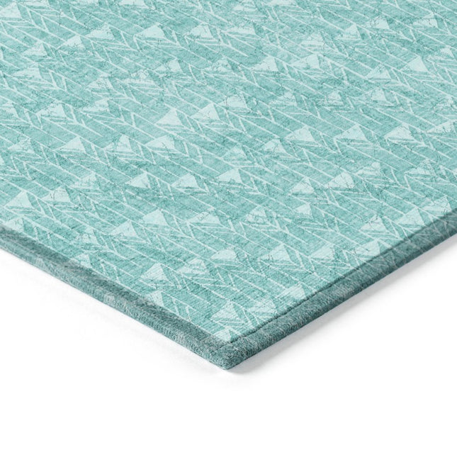 9' X 12' Turquoise Geometric Washable Non Skid Indoor Outdoor Area Rug HomeRoots