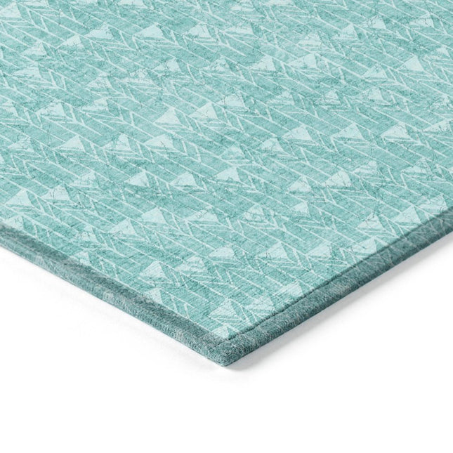 9' X 12' Turquoise Geometric Washable Non Skid Indoor Outdoor Area Rug HomeRoots