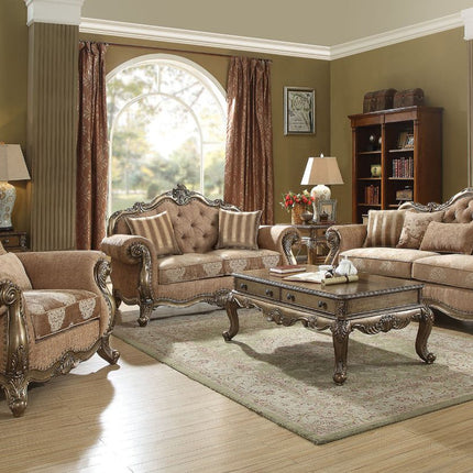 ACME 56030 Ragenardus Sofa with 5 Pillows, Fabric & Vintage Oak