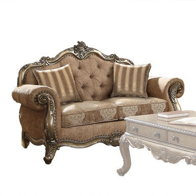 ACME 56031 Ragenardus Loveseat with 2 Pillows, Fabric & Vintage Oak ACME Furniture