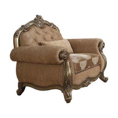 ACME 56032 Ragenardus Chair with 1 Pillow, Fabric & Vintage Oak ACME Furniture