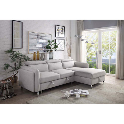 ACME 56040 Reyes Sectional Sofa with Sleeper, Beige Nubuck