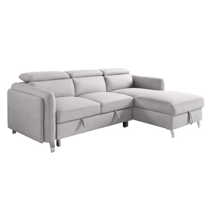 ACME 56040 Reyes Sectional Sofa with Sleeper, Beige Nubuck