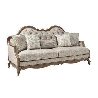 ACME 56050 Chelmsford Sofa with 5 Pillows, Beige Fabric & Antique Taupe ACME Furniture