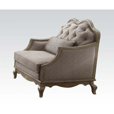 ACME 56052 Chelmsford Chair with 1 Pillow, Beige Fabric & Antique Taupe ACME Furniture