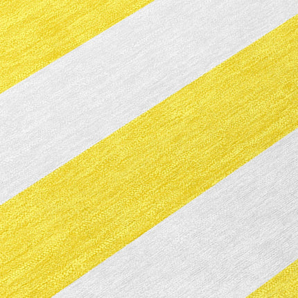 9' X 12' Yellow and White Striped Washable Indoor Outdoor Area Rug HomeRoots