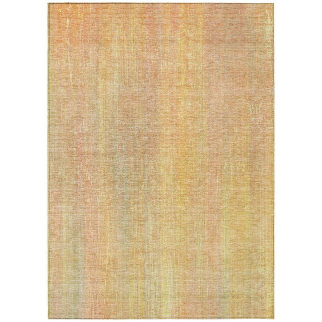9' X 12' Yellow and Orange Striped Washable Non Skid Indoor Outdoor Area Rug HomeRoots