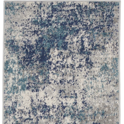 10' Ivory Blue And Teal Abstract Runner Rug HomeRoots