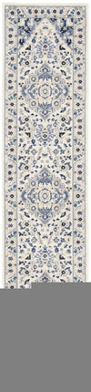 10' Ivory Gray And Blue Floral Runner Rug HomeRoots