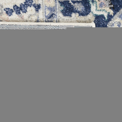 10' Ivory Gray And Blue Floral Runner Rug HomeRoots