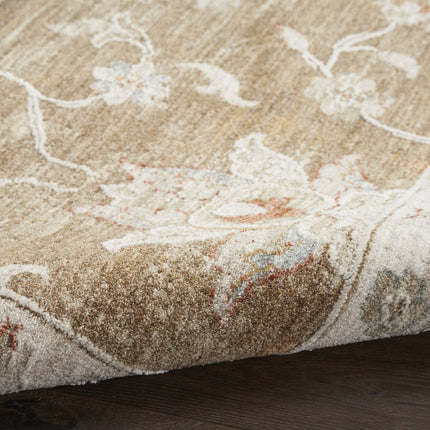 9' X 13' Brown Floral Power Loom Distressed Area Rug With Fringe HomeRoots