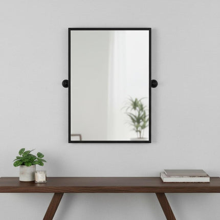 31" Black Metal Tilting Framed Accent Mirror HomeRoots