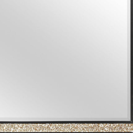 36" Black And Gold Faux Crystal And Wood Dresser Mount Framed Mirror HomeRoots