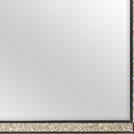 36" Black And Gold Faux Crystal And Wood Dresser Mount Framed Mirror HomeRoots