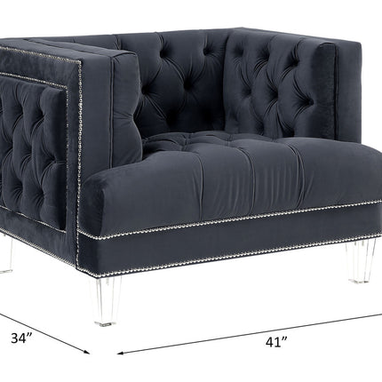 ACME 56462 Ansario Chair, Charcoal Velvet