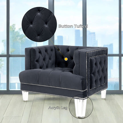 ACME 56462 Ansario Chair, Charcoal Velvet