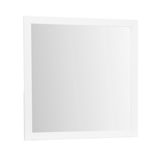 40" White Wood Square Dresser Mount Framed Mirror