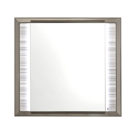 38" White And Silver Wood Lighted Dresser Mount Framed Mirror HomeRoots