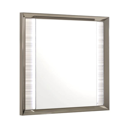 38" White And Silver Wood Lighted Dresser Mount Framed Mirror HomeRoots