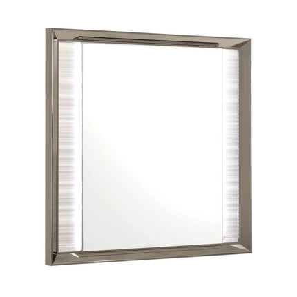 38" White And Silver Wood Lighted Dresser Mount Framed Mirror