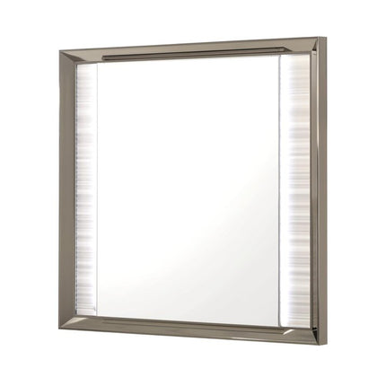 38" White And Silver Wood Lighted Dresser Mount Framed Mirror