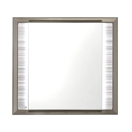 38" White And Silver Wood Lighted Dresser Mount Framed Mirror HomeRoots