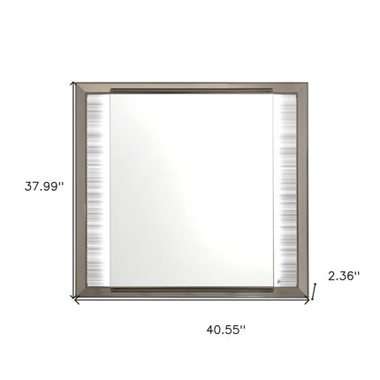 38" White And Silver Wood Lighted Dresser Mount Framed Mirror