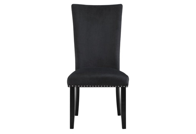 Set of Two Black Upholstered Velvet Dining Side Chairs HomeRoots