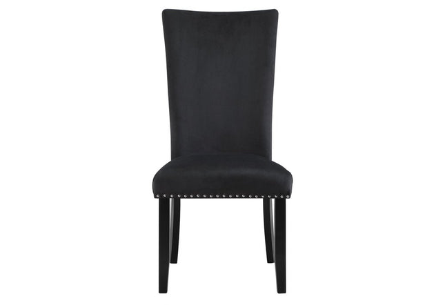 Set of Two Black Upholstered Velvet Dining Side Chairs