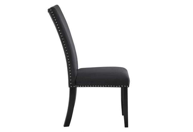 Set of Two Black Upholstered Velvet Dining Side Chairs HomeRoots