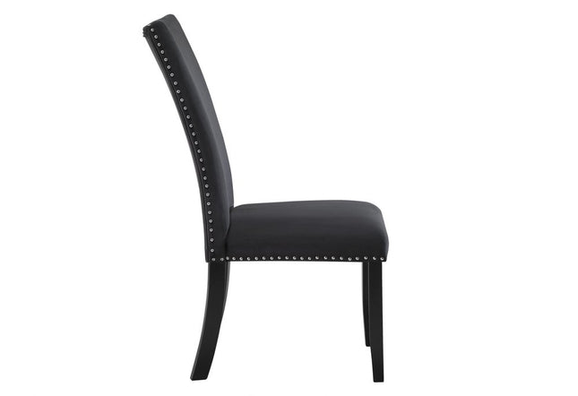 Set of Two Black Upholstered Velvet Dining Side Chairs