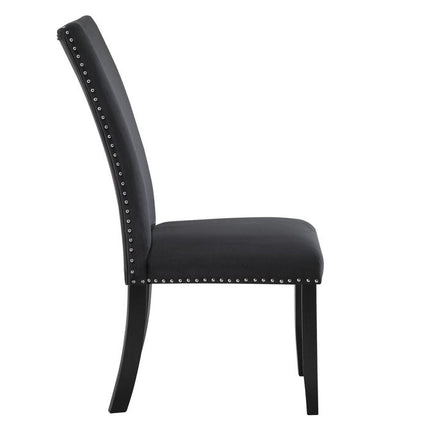 Set of Two Black Upholstered Velvet Dining Side Chairs