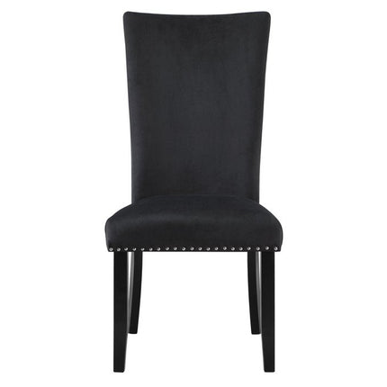 Set of Two Black Upholstered Velvet Dining Side Chairs