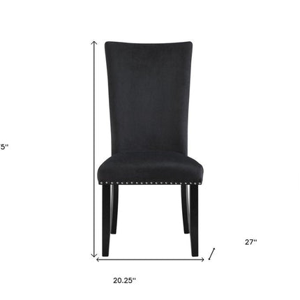 Set of Two Black Upholstered Velvet Dining Side Chairs