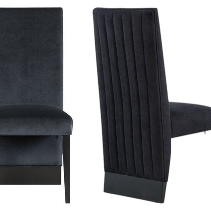 Set of Two Black Upholstered Velvet Dining Side Chairs HomeRoots